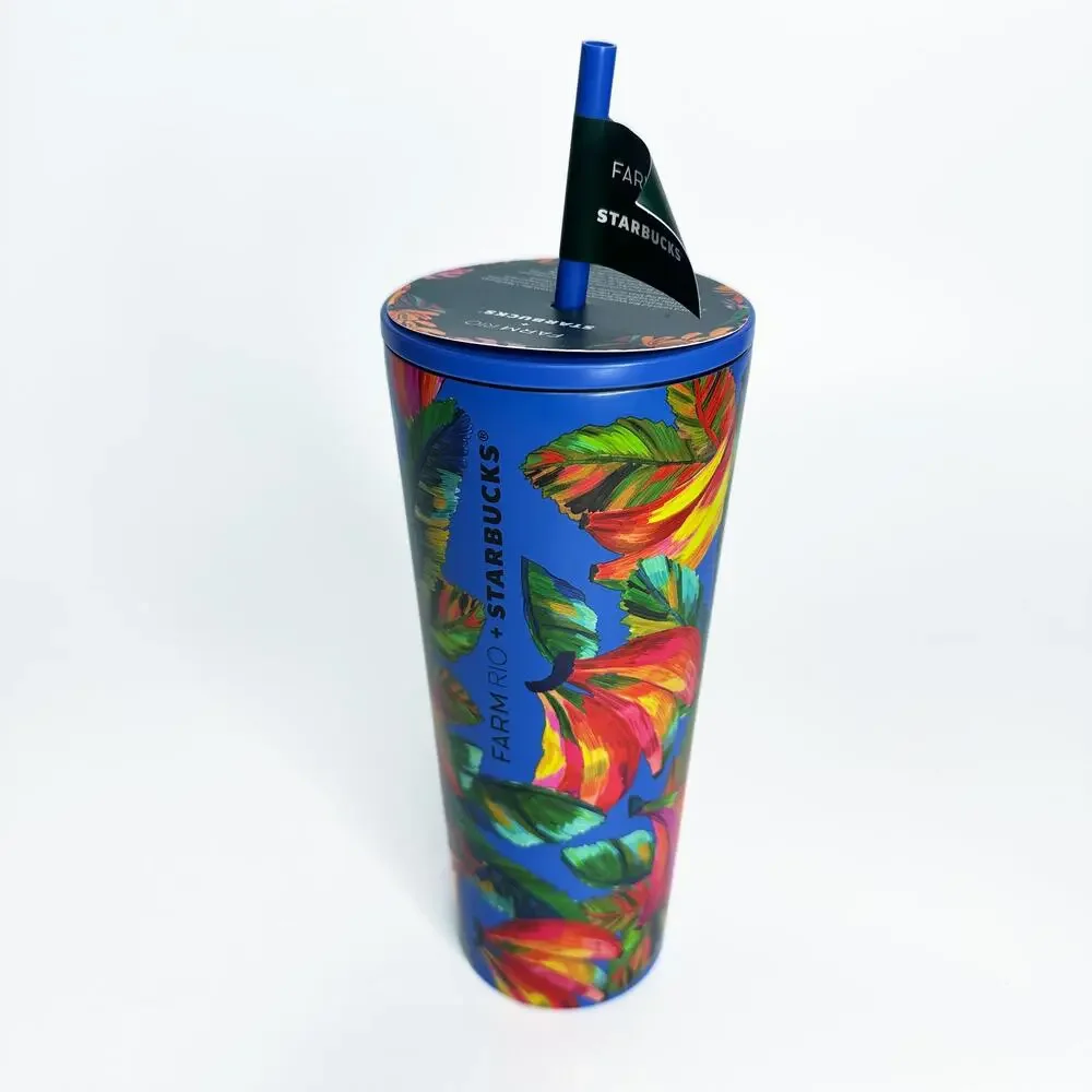 NWT Farm Rio x Starbucks Banana Mix Blue Multi Limited Edition Venti Tumbler Cup
